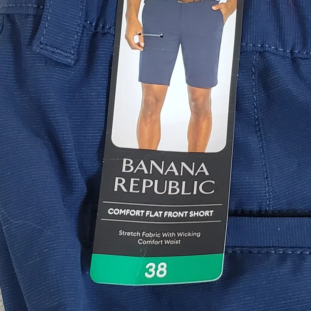 Banana Republic Men's Shorts Size 38‎ Navy Blue Stretch Fabric New With Tags